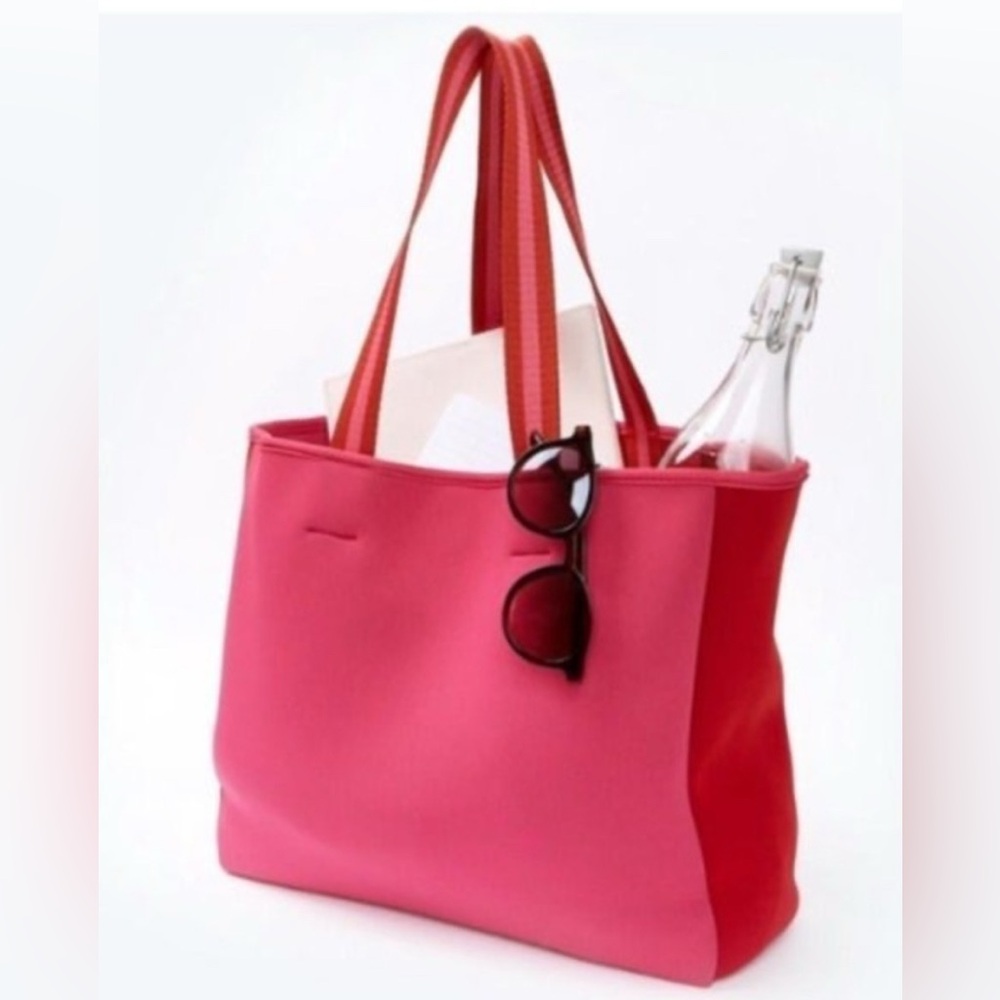 summersalt - neoprene tote bag - “hibiscus pink & lava red” NEW WITH TAGS!